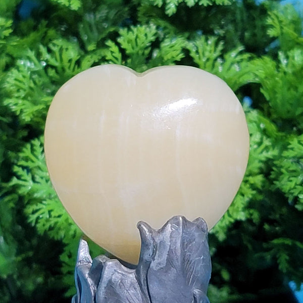 Puffy Heart Gemstone 1.5" - Orange Calcite