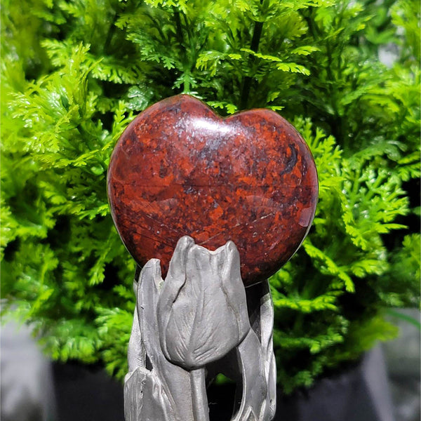 Puffy Heart Gemstone 1.5" - Poppy Jasper