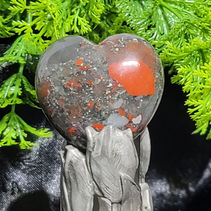 Puffy Heart Gemstone 1.5" - Bloodstone