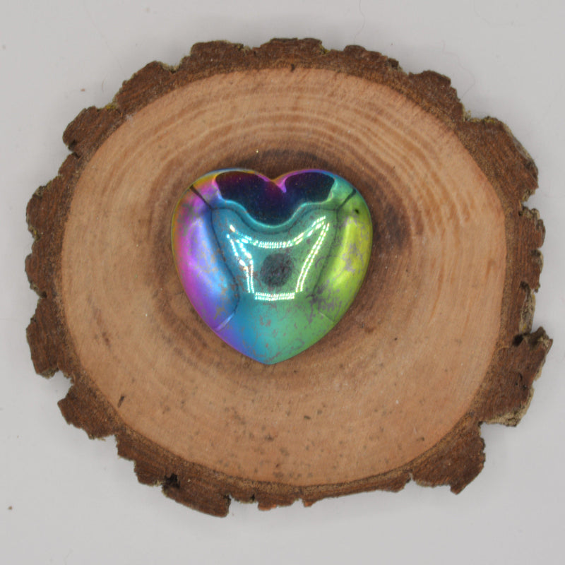 Puffy Heart Gemstone 1.75" - Rainbow Hematite-Crystals/Stones-Kheops-The Bat Witch Cavern