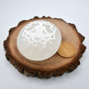 Palm Stone - Selenite with etched Meditation (Medium)-Crystal/Stones-Kheops-The Bat Witch Cavern