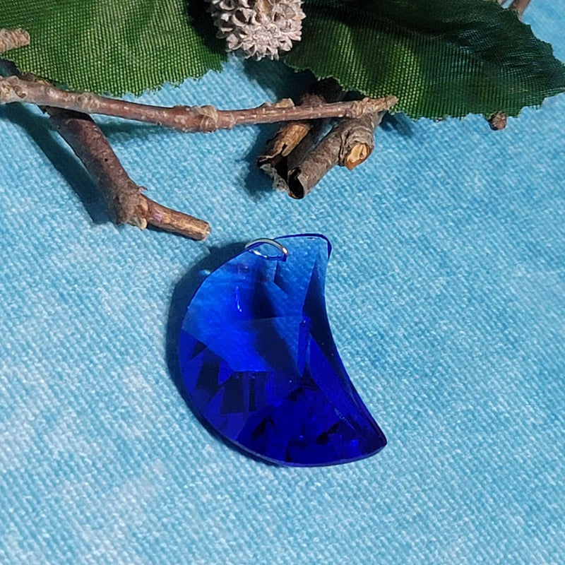 Colored Crystal Crescent Moon Pendant - 35mm