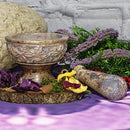 Mortar & Pestle - Light Brown Soapstone w/Leaves 4"