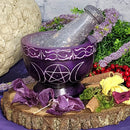 Mortar & Pestle - Black Soapstone 3.5" - Violet - Moon & Pentacle