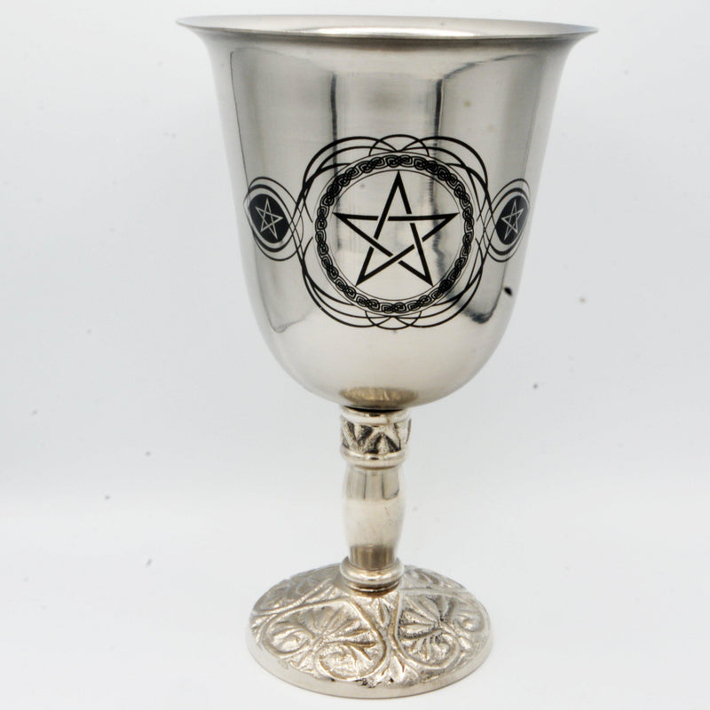 Stainless Steel Chalice - Pentacle 7"-Home/Altar-Kheops-The Bat Witch Cavern