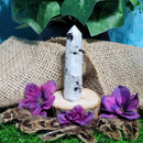 Obélisque poli en pierre de lune arc-en-ciel (hauteur de 3 po à 4 po)