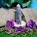 Obélisque poli en fluorite opalisée (hauteur de 3" à 4")