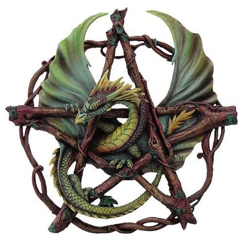 Forest Pentagram Dragon Plaque-Home/Altar-Quanta Distribution Inc.-The Bat Witch Cavern