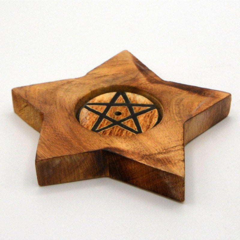 Wood Incense Holder - Pentacle - 3" Diameter-Scents/Oils/Herbs-Kheops-The Bat Witch Cavern
