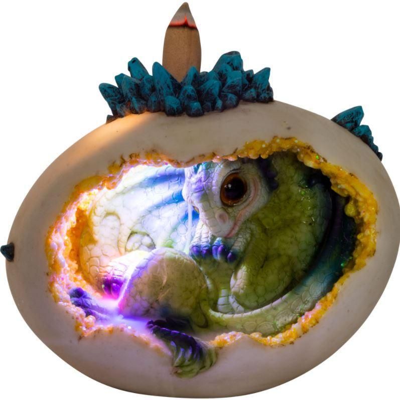 Backflow Incense Holder - Baby Dragon inside Egg-Scents/Oils/Herbs-Kheops-The Bat Witch Cavern