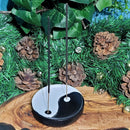 Porte-encens rond en bois - Yin Yang - 3,5" de diamètre