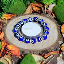 Bracelet - Perles de cobalt mauvais œil avec perles argentées antiques