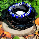 Bracelet - Perles de cobalt mauvais œil avec perles argentées antiques