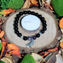 Bracelet - Purple Quartz & Black Obsidian with Raven Charm