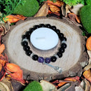Bracelet - Quartz Violet &amp; Obsidienne Noire avec Breloque Balai