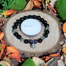 Bracelet - Quartz Violet &amp; Obsidienne Noire avec Charm Chaudron