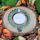 Bracelet - Aventurine verte avec breloque coeur en relief et entretoises