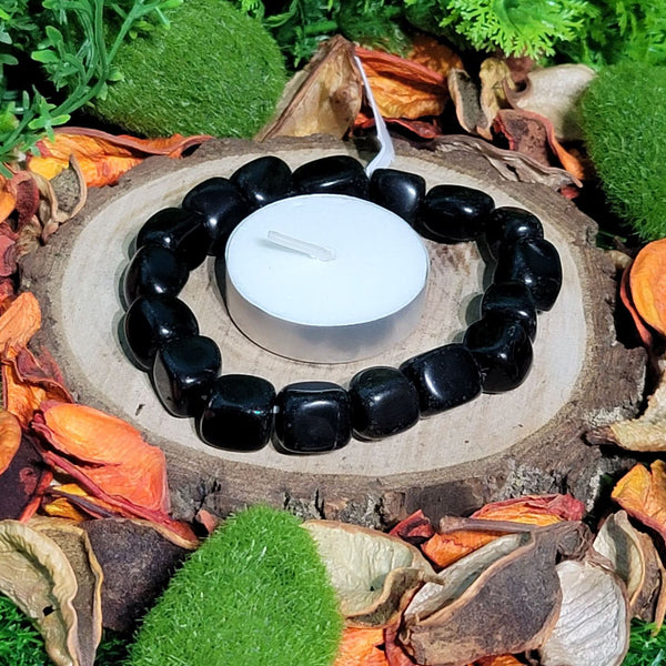 Bracelet - Pierre roulée - Obsidienne noire