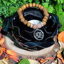 Bracelet - Perles 8mm - Perles en Bois avec Charme Lotus