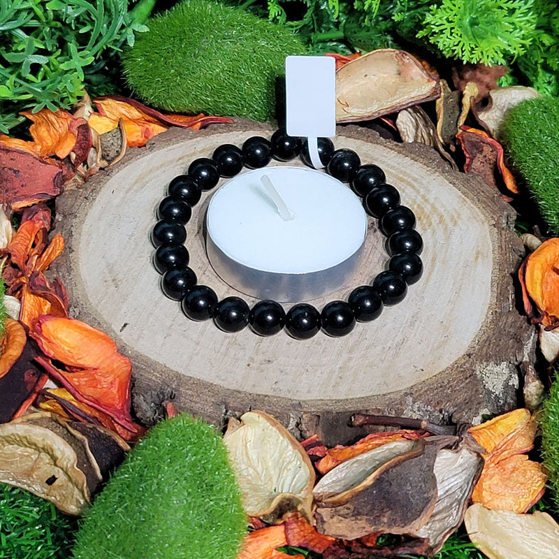 Bracelet - 8mm Beads - Black Obsidian