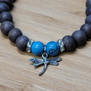 Bracelet - Perles 8mm - Perles en Bois avec Charme Libellule