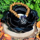 Bracelet - Perles 8mm - Perles en Bois avec Pentacle