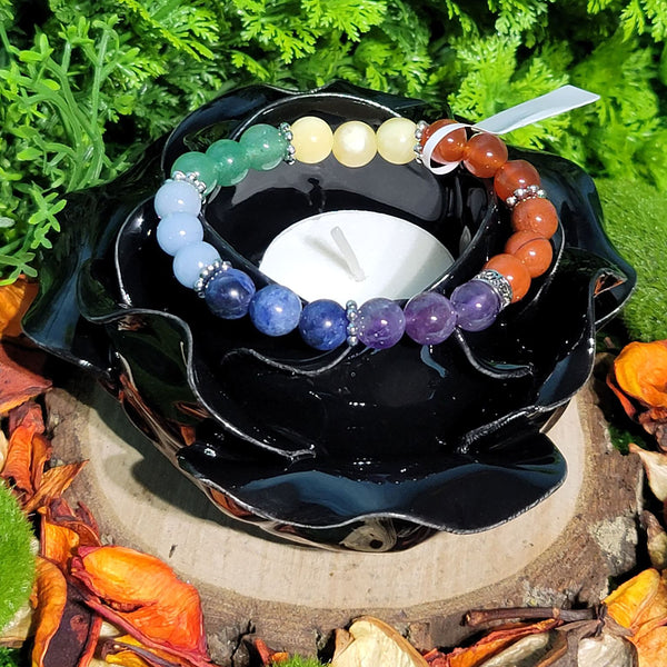 Bracelet - 7 Chakras with Flower Spacers