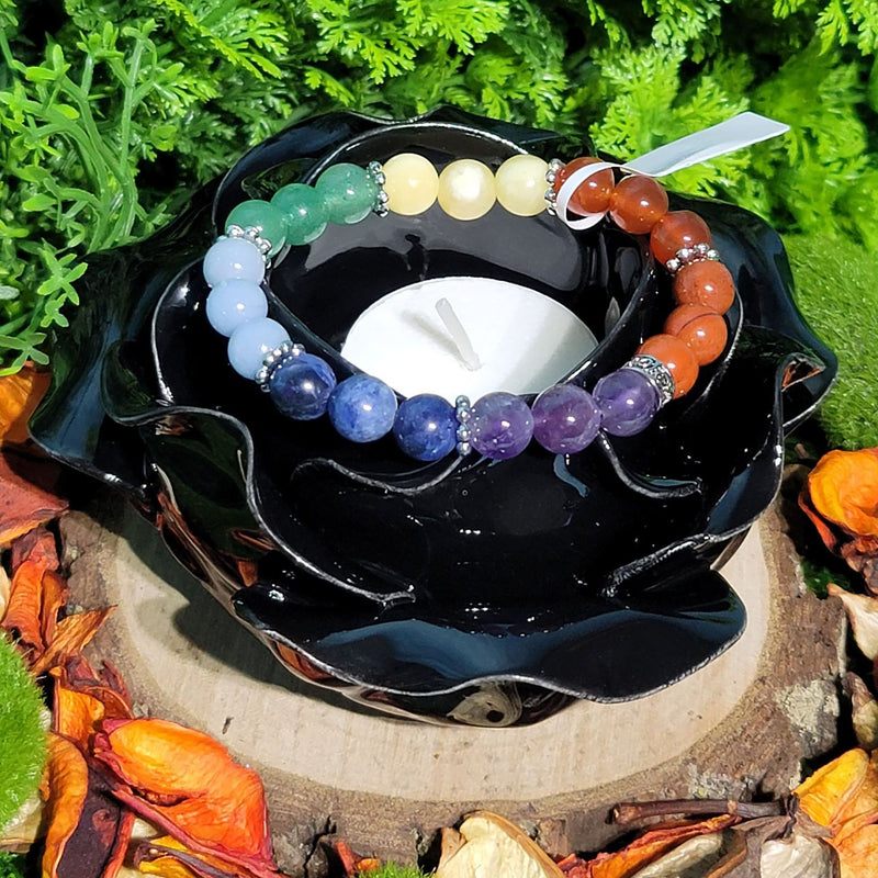 Bracelet - 7 Chakras avec Espaceurs Fleurs