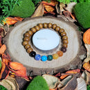 Bracelet - Perles 8mm - Perles en Bois avec 7 Pierres Chakra