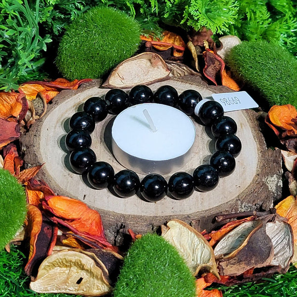Bracelet - 12mm Beads - Black Tourmaline