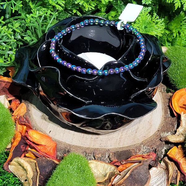 Bracelet - 4mm Beads - Rainbow Hematite