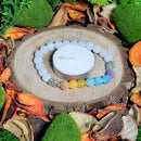 Bracelet - Perles 8mm - Agate craquelée, 7 Chakras avec Charme Éléphant