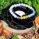 Bracelet - Perles 8mm - Agate craquelée, 7 Chakras avec Charme Éléphant