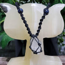 Necklace - Hippie Beads with Rough Clear Quartz Point (Adjustable)