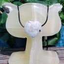 Collier coeur gonflé en pierre de lune arc-en-ciel - 1"x1"