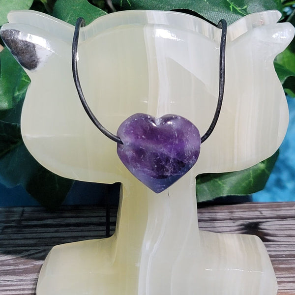 Amethyst Puffy Heart Necklace - 1"x1"