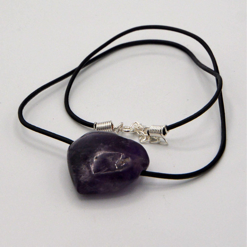 Amethyst Puffy Heart Necklace - 1"x1"-Jewellery-Kheops-The Bat Witch Cavern