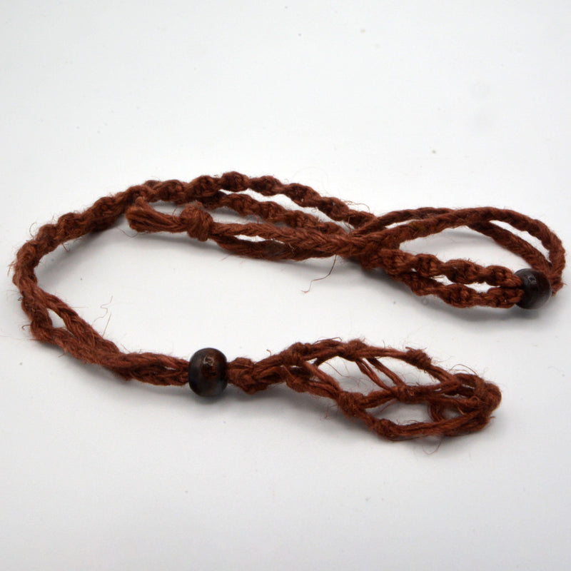 Hippie Hemp Necklace - Holds a stone of your choice (Sold Empty)-Jewellery-Kheops-Brown-The Bat Witch Cavern