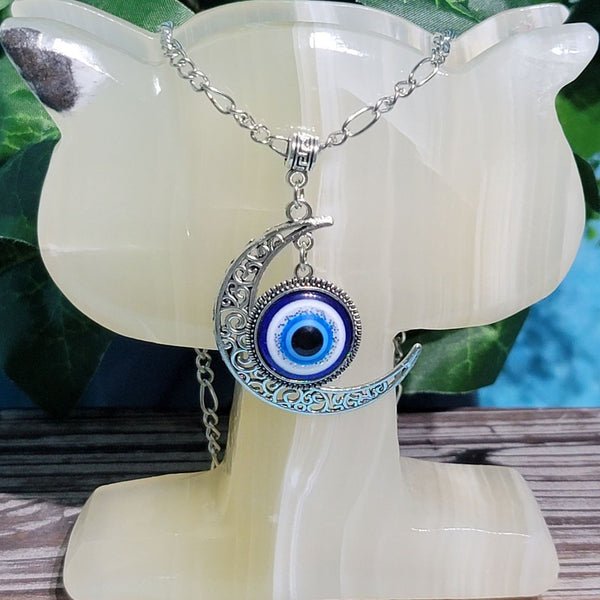 Necklace - Evil Eye Crescent Moon - 3.75" Diameter