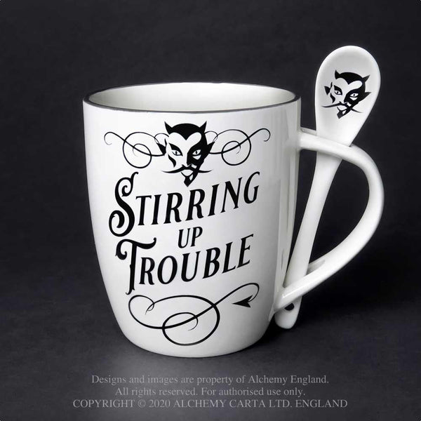 Stirring Up Trouble Mug & Spoon Set-Home/Altar-Quanta Distribution Inc.-The Bat Witch Cavern