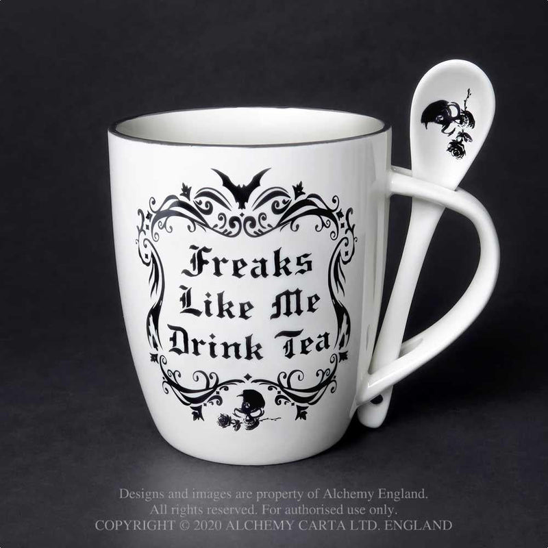 Freaks Like Me Drink Tea Mug & Spoon Set-Home/Altar-Quanta Distribution Inc.-The Bat Witch Cavern