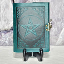 Leather Journal -  Green Pentagram w/Latch - 5" x 7"