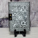Leather Journal -  Black/Silver Owl w/Latch - 5" x 7"