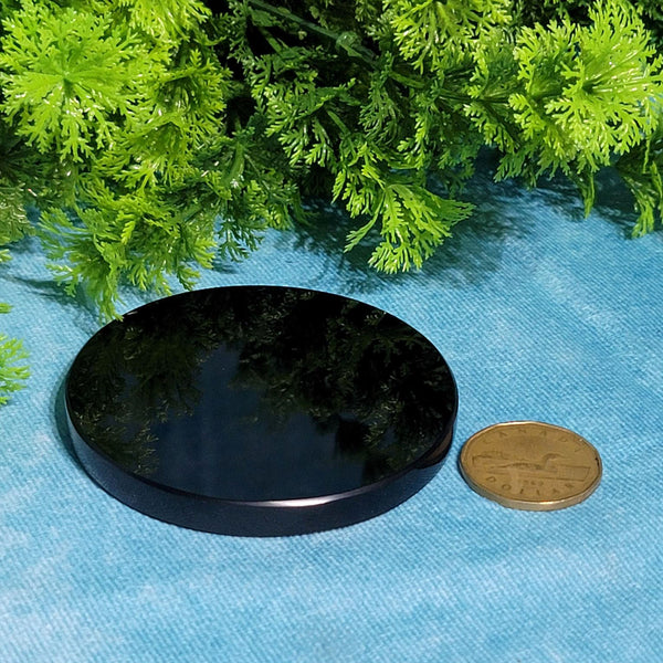 Miroir de divination en obsidienne noire - 3"
