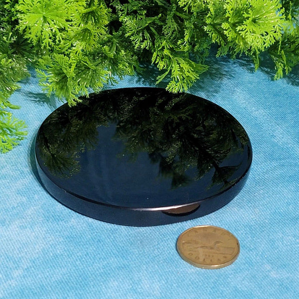 Miroir de divination en obsidienne noire - 4"