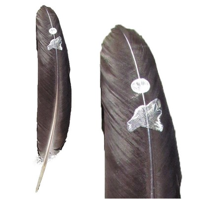 Smoke Cleansing Feather - Turkey Wolf and Moon Approx. 11" to 14"-Scents/Oils/Herbs-Nature's Expression-The Bat Witch Cavern