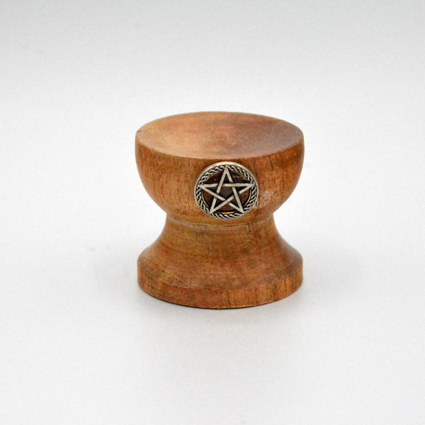 Wood Stand for Sphere with Pentacle (1.75" x 1.25")-Crystals/Stones-Kheops-The Bat Witch Cavern