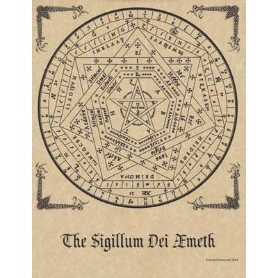 Wicca/Witchcraft - Sigillum Dei Aemeth Poster-Tarot/Oracle-Azure Green-The Bat Witch Cavern