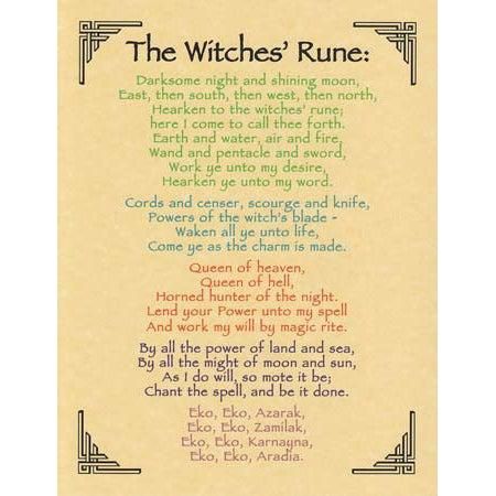 Wicca/Witchcraft - Witches Rune Poster-Tarot/Oracle-Azure Green-The Bat Witch Cavern