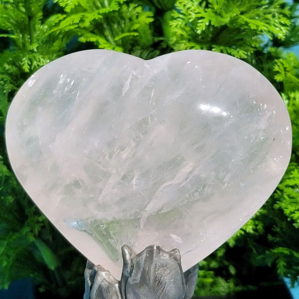 Pierre précieuse coeur gonflé 2" à 3" - Quartz rose